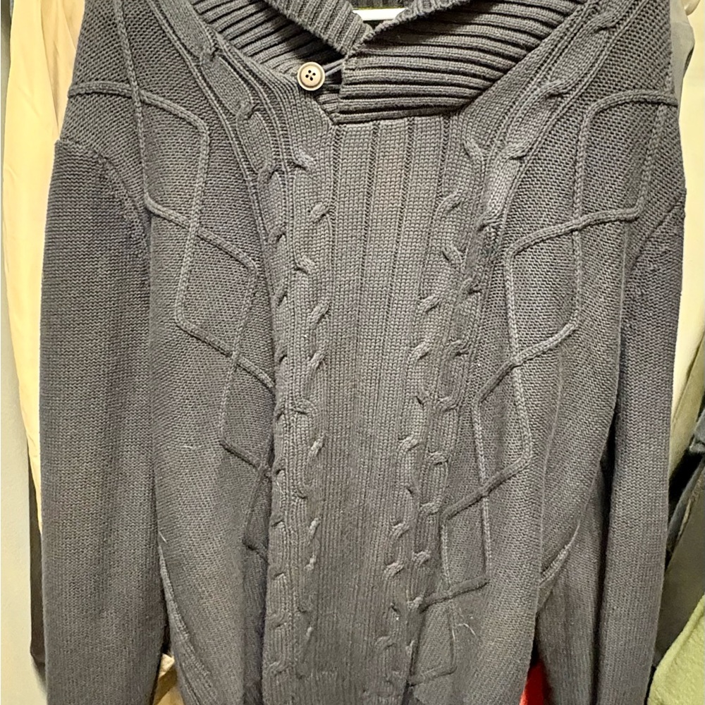 Nautica Men's Navy blue Cable-Knit Shawl Collar Cardigan